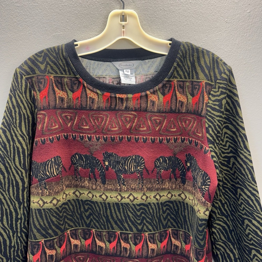 Stonebridge Petite Medium Animal Print Long Sleeve Top - Picture 2 of 11